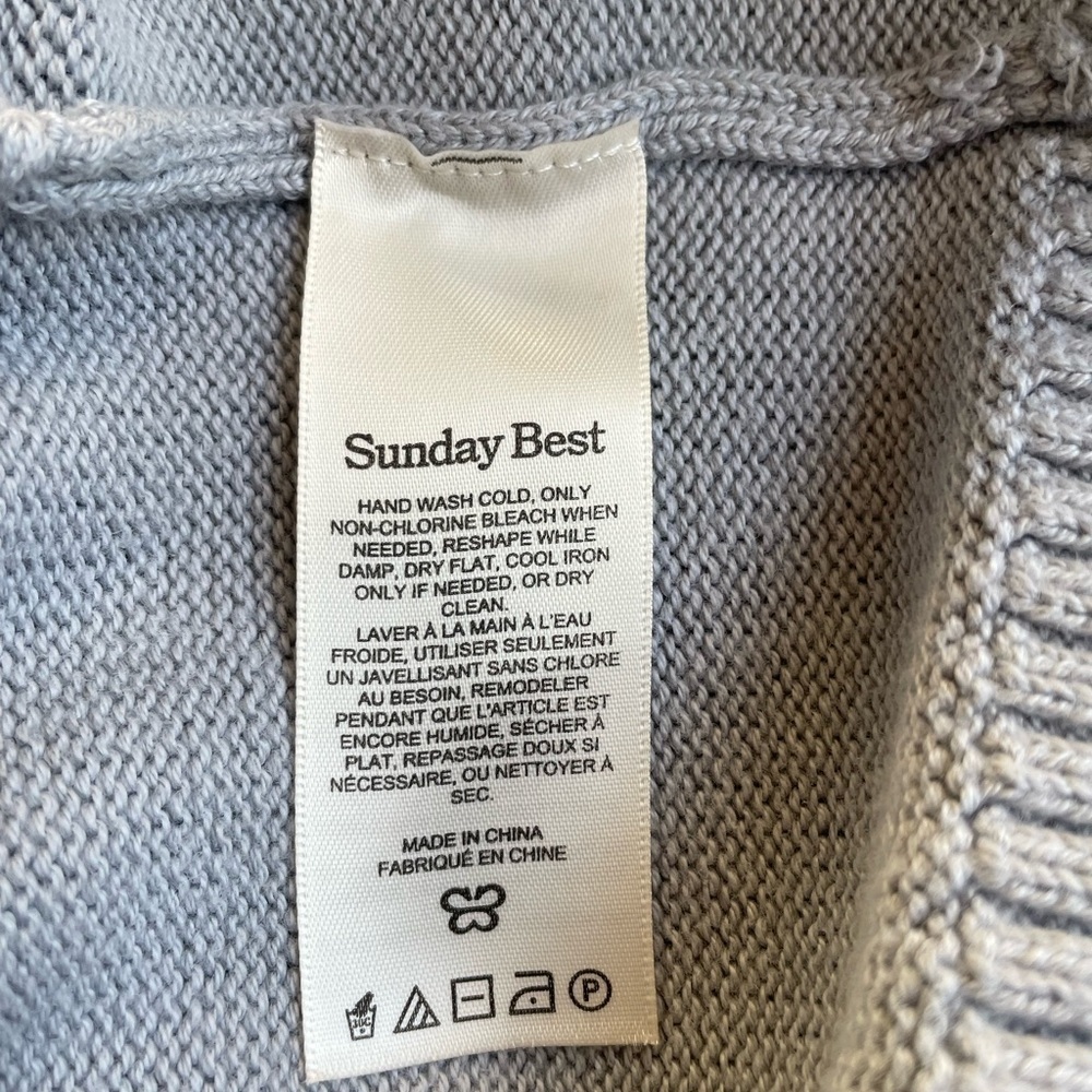 Sunday Best Aritzia Gray Cropped Mock Neck Sweater Small Cotton Cashmere - Picture 5 of 6